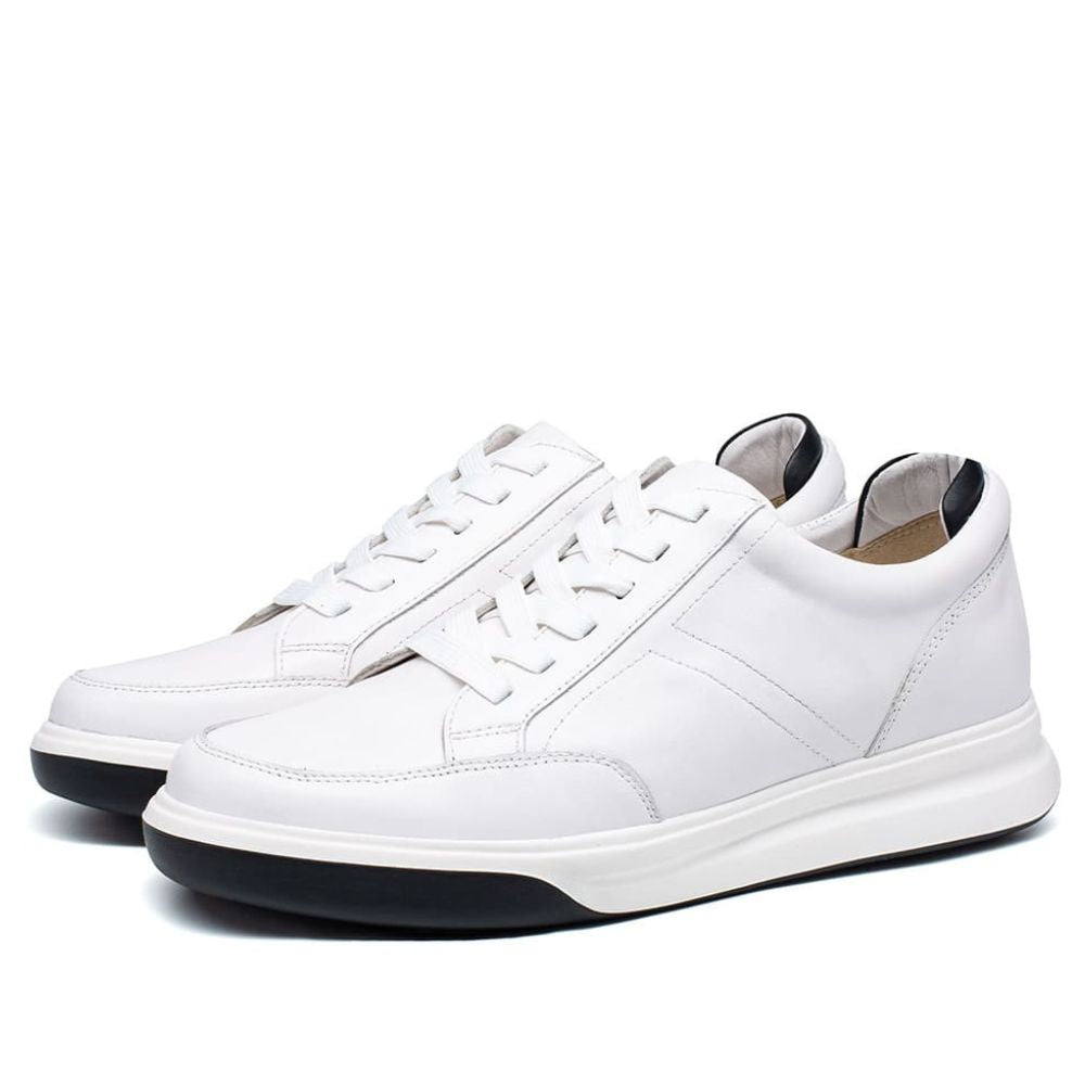 White Casual Sneakers with Hidden Lifts