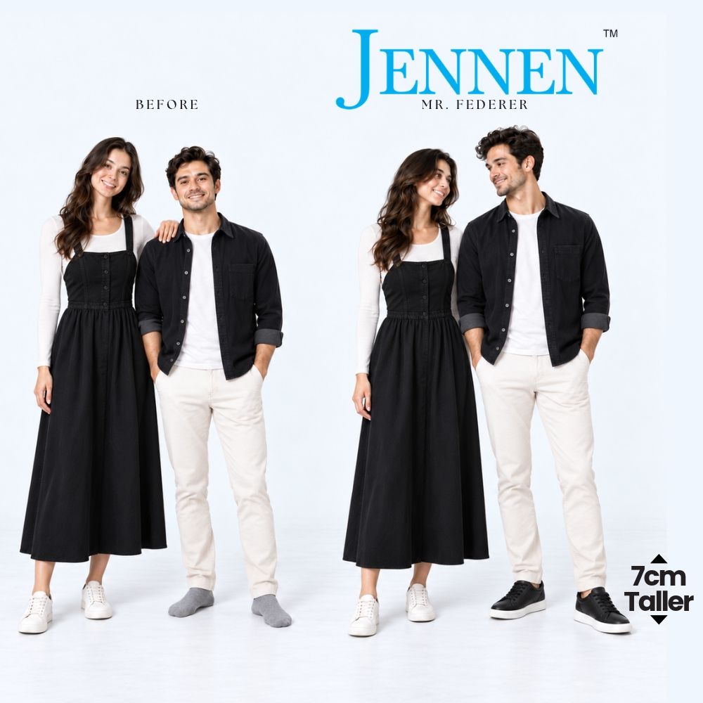 Mr. Federer 7cm | 2.8 inches Timeless Black Elevated Casual Shoes