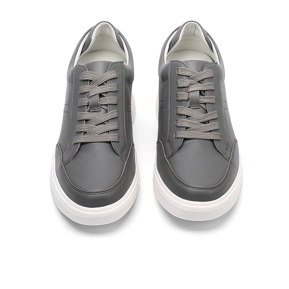 Laid-back casual dark grey shoes with internal 7cm height increase