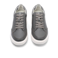 Laid-back casual dark grey shoes with internal 7cm height increase