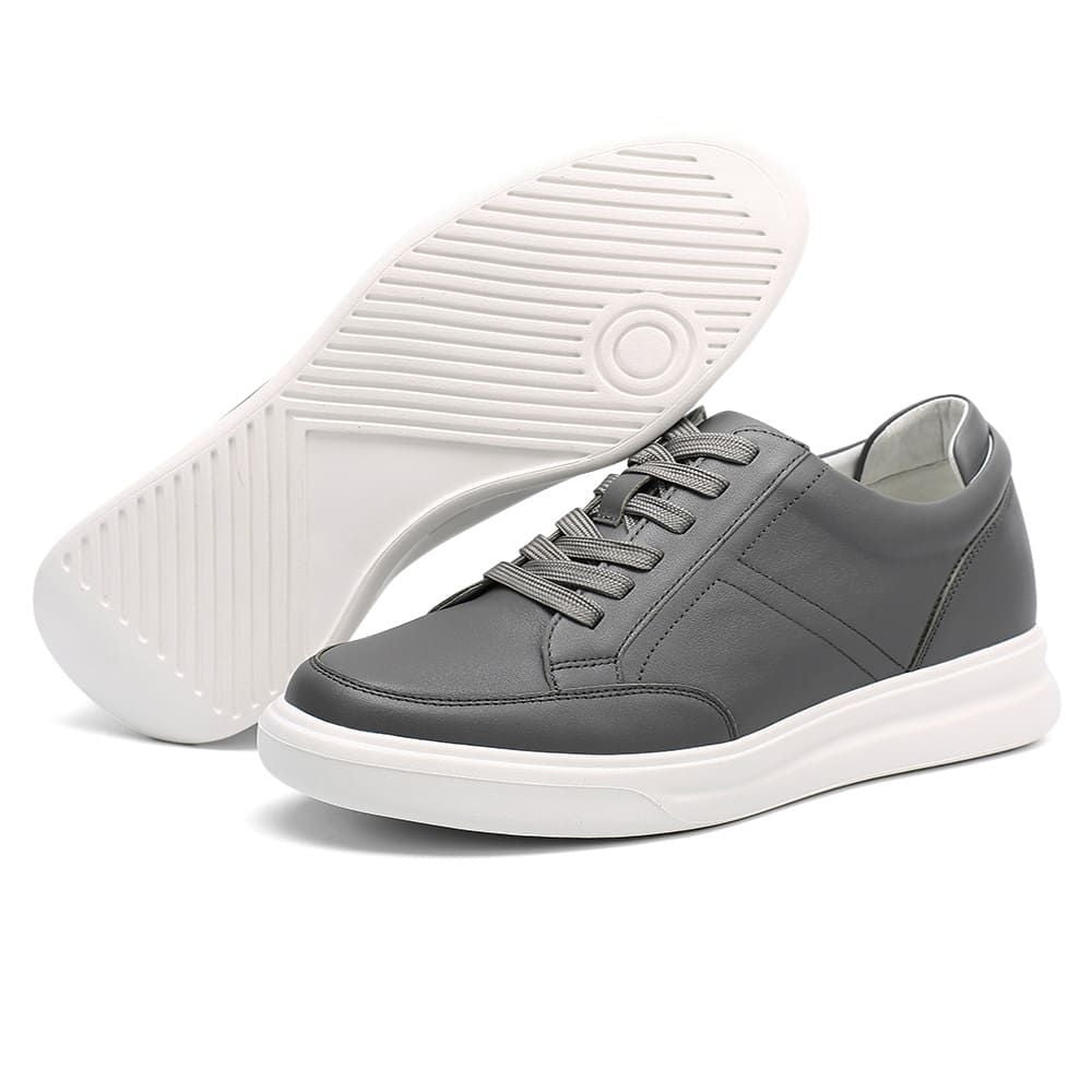 Urban casual elevator shoes in colour dark grey with hidden boost sole
