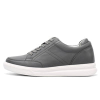 Versatile Leather Dark Grey Sneakers with 7cm hidden heels