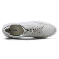 Leather casual elevator sneakers with 7cm height boost