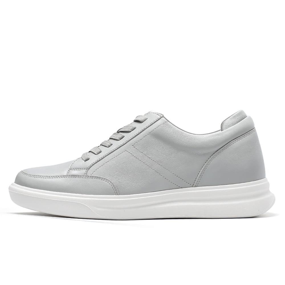 Casual leather sneakers with instant 7cm tall lifts