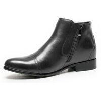 Left-side view of Mr. Ferras black boots showcasing premium cow leather upper and pointed toe.