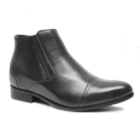 Close-up of Mr. Ferras black vegan boots highlighting microfibre quality, stitch details, and rubber outsole