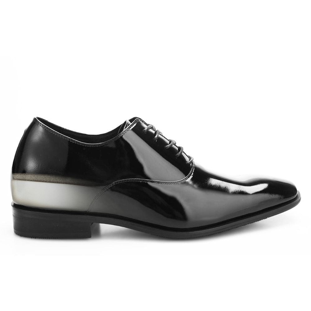 Mr. Webern Patent 7cm | 2.8 inches Taller Shiny Tuxedo Shoes