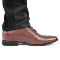 Premium Cow Leather Elevator Oxford Shoes for Men in Brown – 7cm Height Boost Formal Footwear