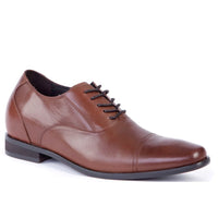 Elegant Brown Oxford Elevator Shoes for Men Offering 7cm Height Increase and Superior Cushion Comfort