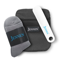 Premium Shoe Care & Comfort Kit | Shoehorn, Microfibre Cloth & Grey Socks