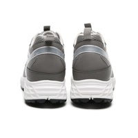 Back view of Mr. Gunther grey sports shoes showing pull tab, black outsole, and modern sporty design