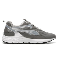 Side view of Mr. Gunther grey sports shoes showing 8cm total height increase.