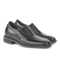 Mr. Haydn black elevator shoes for men—formal slip-on design providing discreet 7cm height boost and superior comfort.