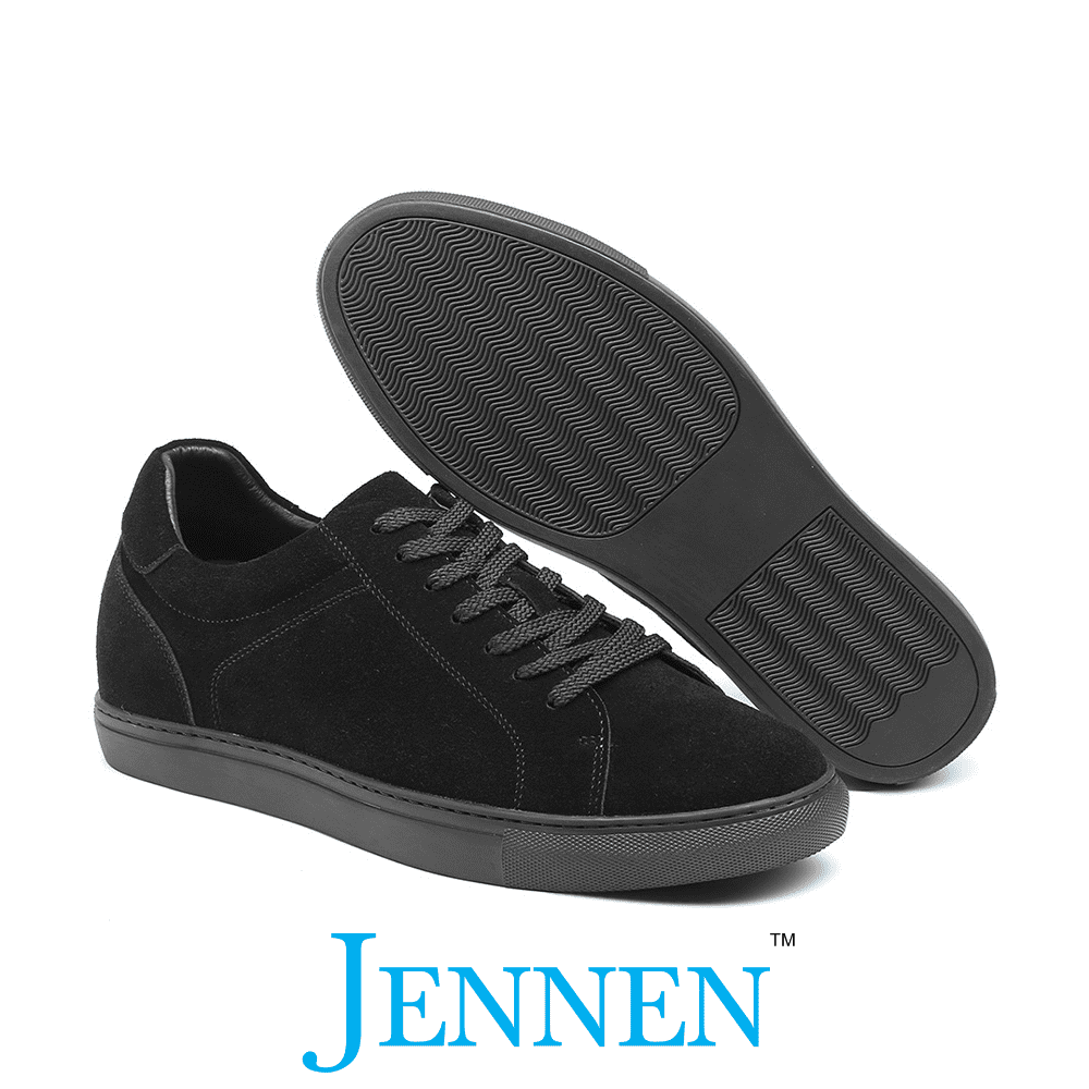 Mr. Jackie 7cm | 2.8 inches Black Taller Casual Elevator Suede Sneakers