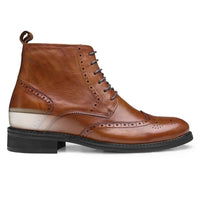 Mr. Ives Brown 7cm | 2.8 inches Taller Brogue Men's Heeled Boots