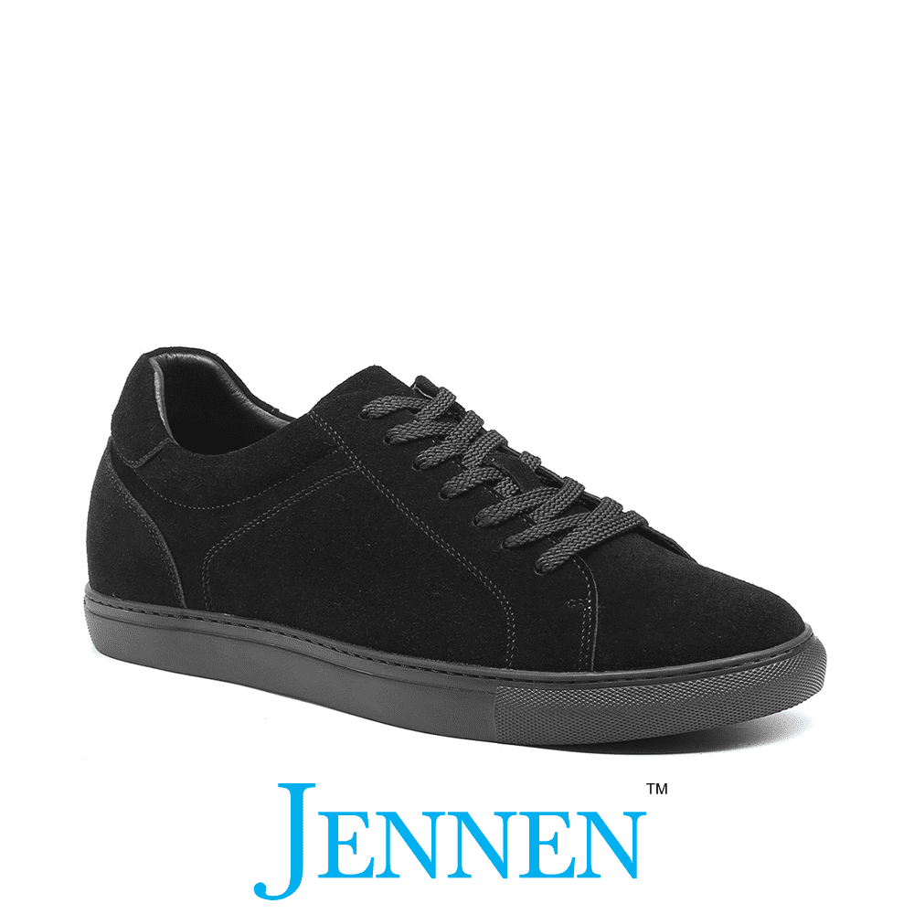 Mr. Jackie 7cm | 2.8 inches Black Taller Casual Elevator Suede Sneakers