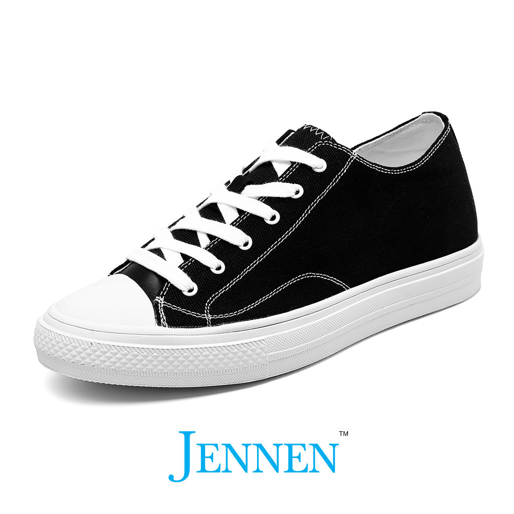 Mr. Jack 6cm | 2.4 inches Black Canvas Elevator Sneakers