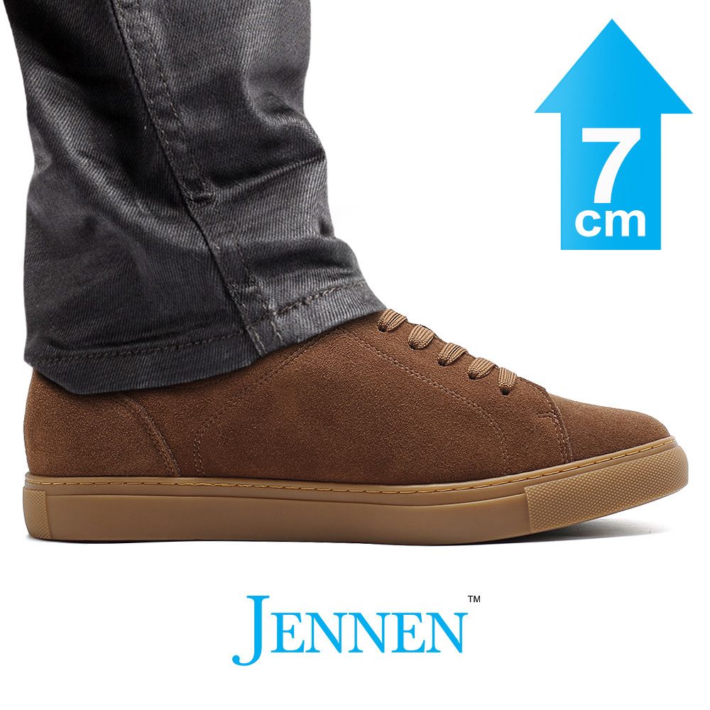 Mr. Jackie 7cm | 2.8 inches Brown Taller Casual Suede Sneakers