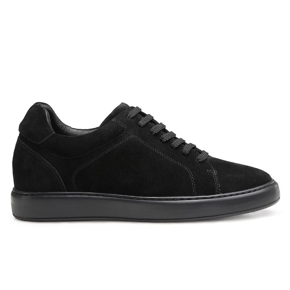 Mr. Jackie 7cm | 2.8 inches Black Taller Casual Elevator Suede Sneakers