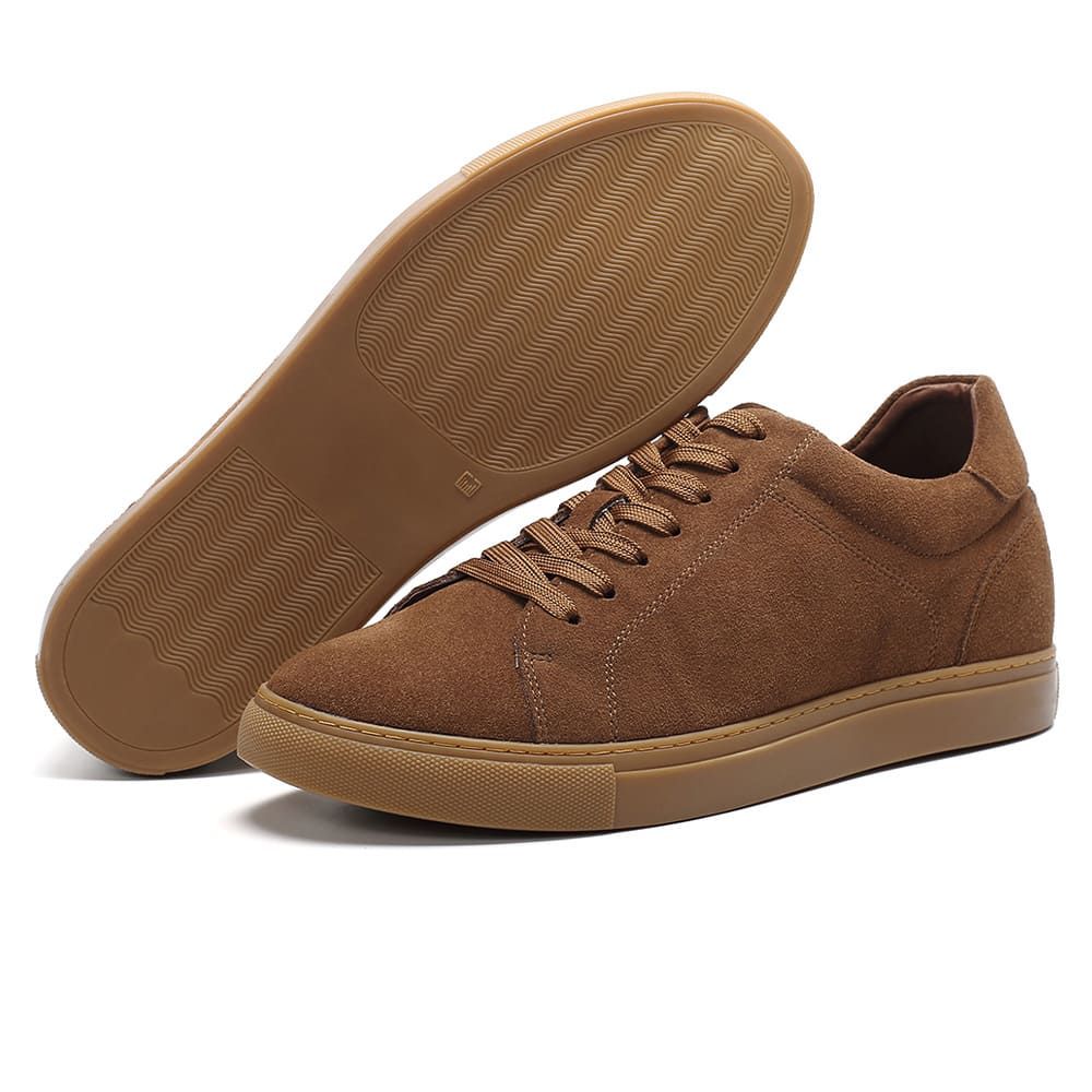 Australian Designed Brown Suede Casual Height Increasing Sneakers