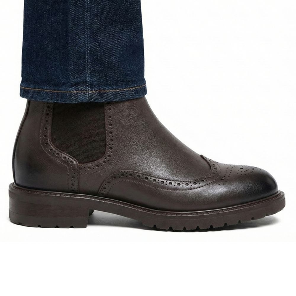 Mr. Jackopanetz Brown 8cm | Handcrafted Taller Chelsea Boots (3.2")