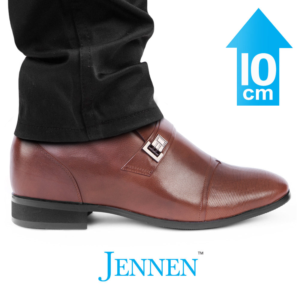 Mr. Janacek Brown | 10cm Taller - Cuban Heel Men's Elevator Shoes