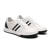 White with black stripes casual elevator shoes