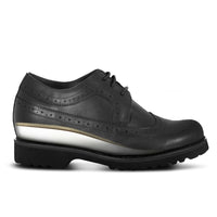 Lace up black shoes for women with hidden lifts