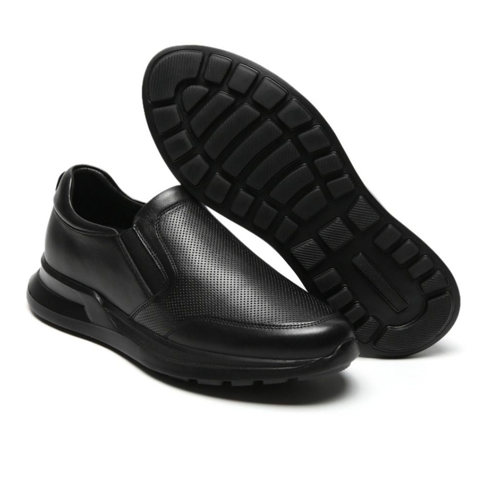 Height increasing 6cm Black Slip On Shoes