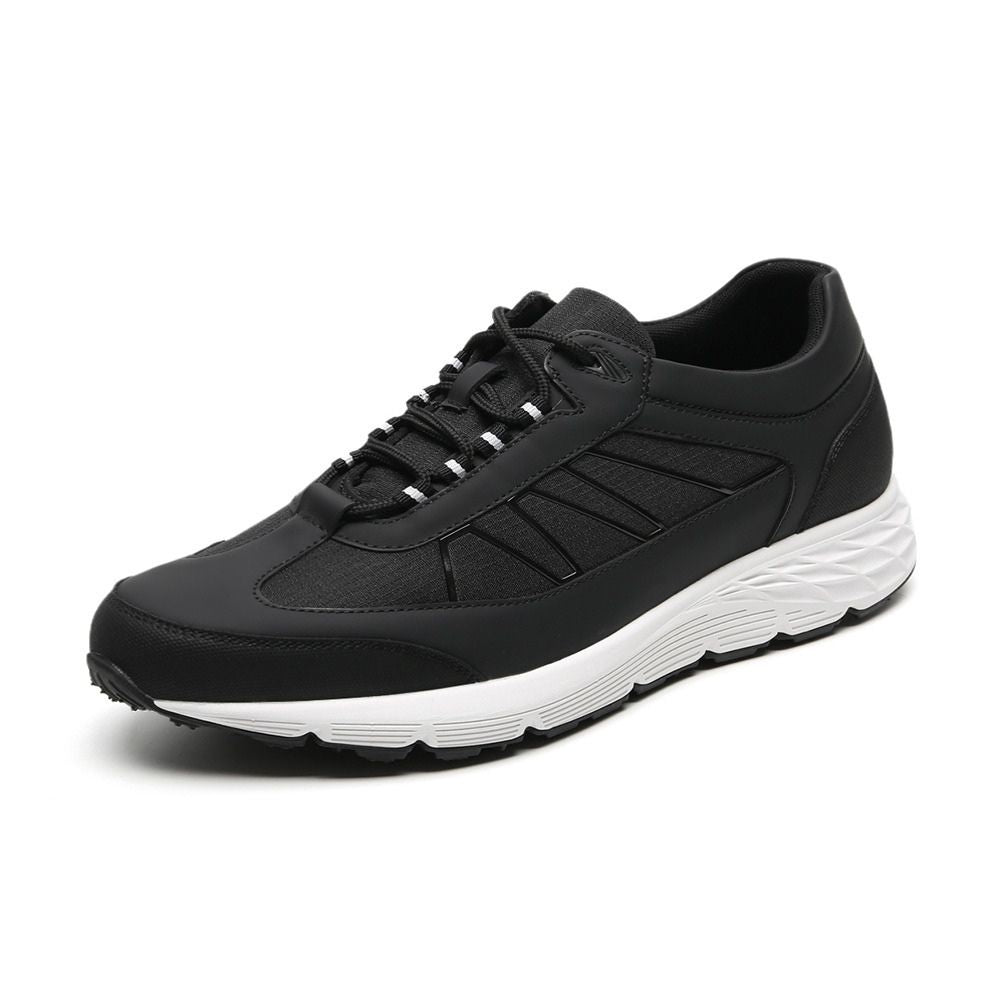 Black Sporty Style Shoes with white outsole and hidden lifts