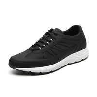 Black Sporty Style Shoes with white outsole and hidden lifts