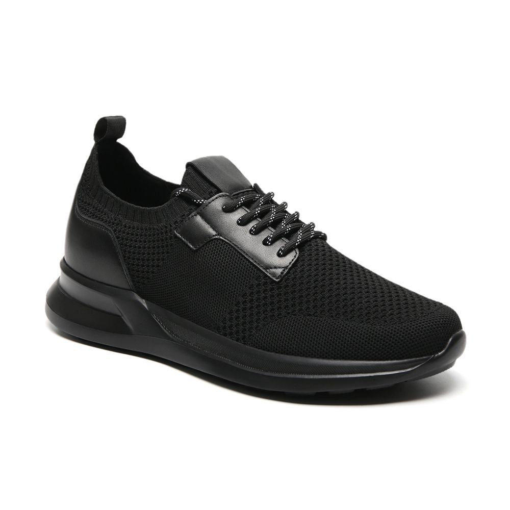 Gym inspired black comfortable height increasing sneakers