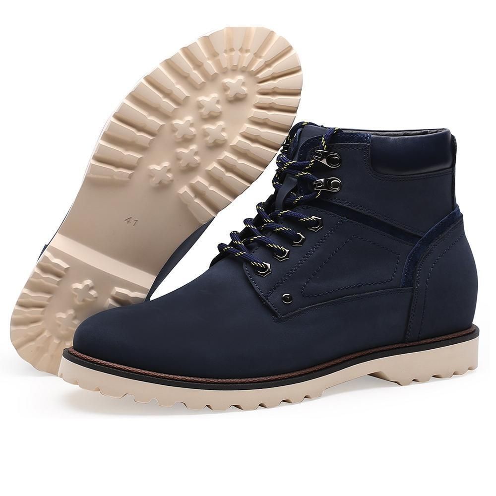 Blue Casual Boots with Invisible Heels for Men
