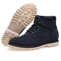 Blue Casual Boots with Invisible Heels for Men
