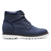 8cm Taller Blue Suede Elevator Work Boots