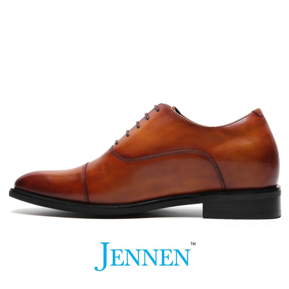 Mr. Curyla 7cm | 2.8 Inches Brown Elevator Shoes | Formal Height Increasing Footwear for Men