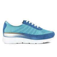 Blue and white elevator sneakers for women