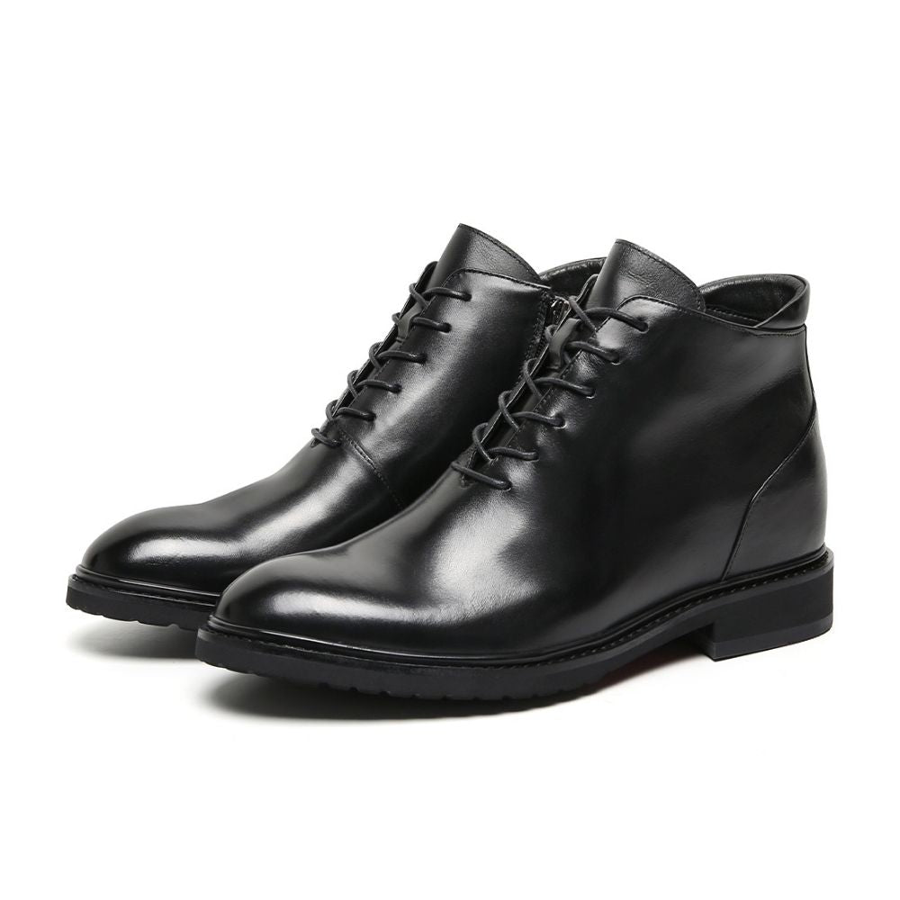 Mr. Barnett Black 8cm | Height-Boosting Lace-Up Boots (3.2")