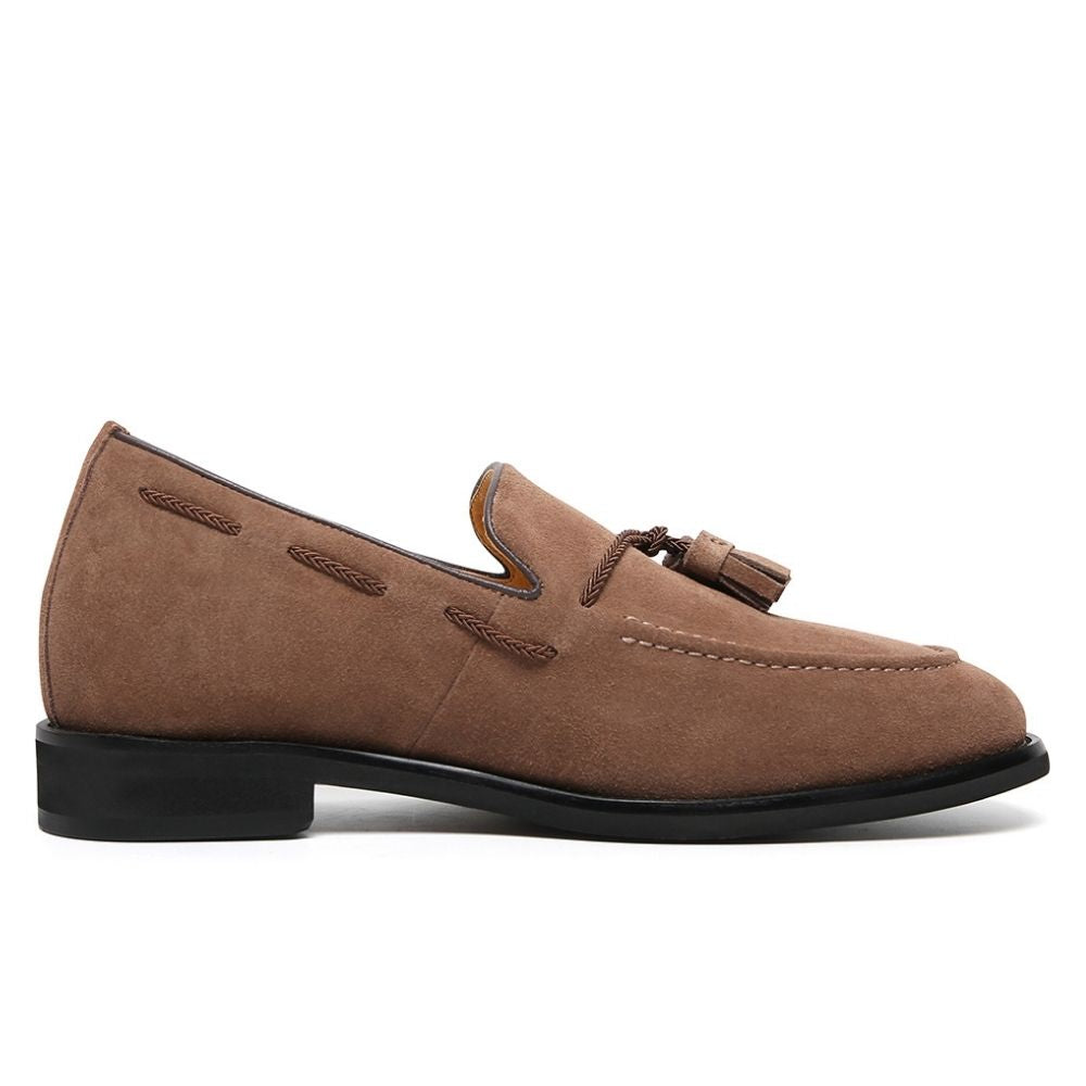 Mr. Ehnes Brown 6cm | Suede Slip-On Dress Shoes (2.4")