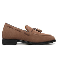 Mr. Ehnes Brown 6cm | Suede Slip-On Dress Shoes (2.4")