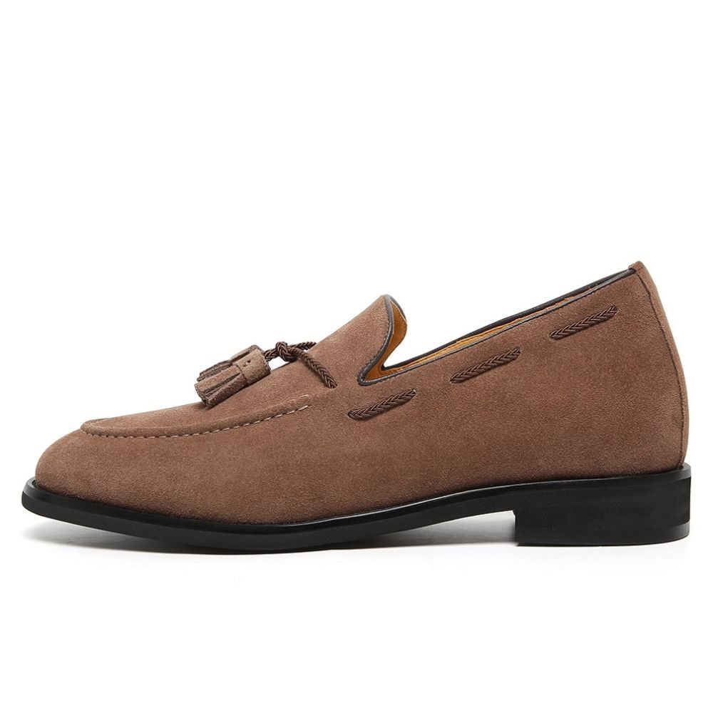 Mr. Ehnes Brown 6cm | Suede Slip-On Dress Shoes (2.4")