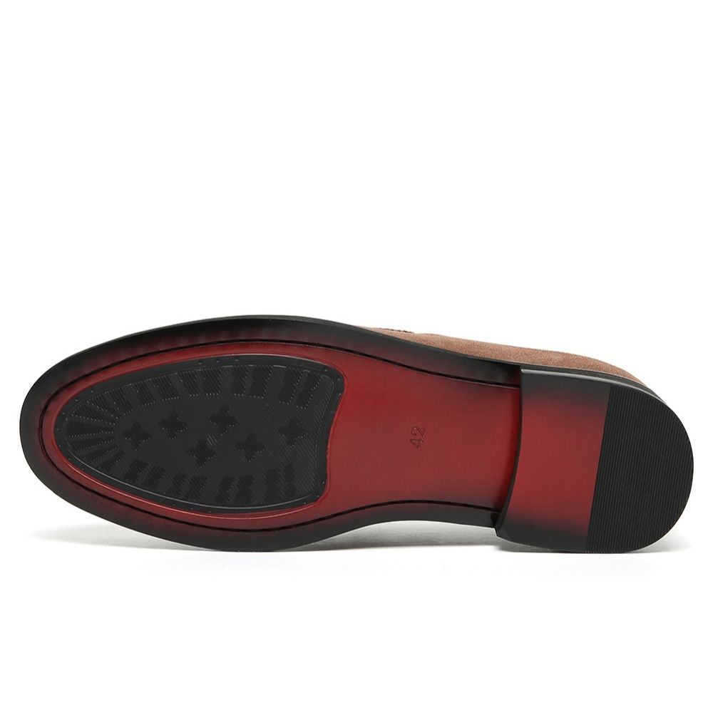 Mr. Ehnes Brown 6cm | Suede Slip-On Dress Shoes (2.4")