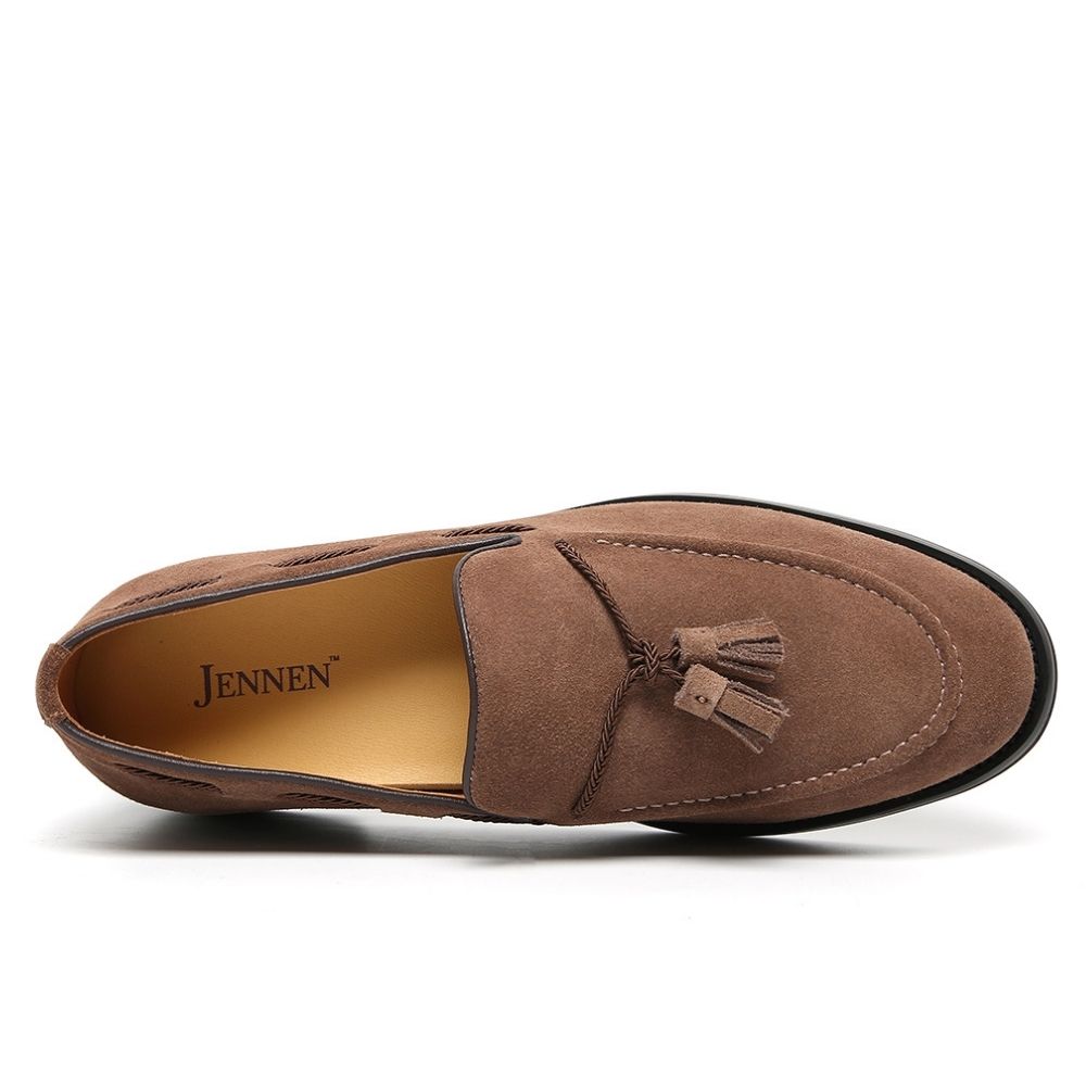 Mr. Ehnes Brown 6cm | Suede Slip-On Dress Shoes (2.4")