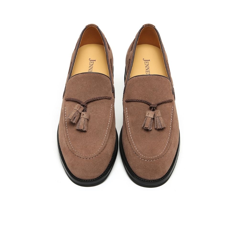 Mr. Ehnes Brown 6cm | Suede Slip-On Dress Shoes (2.4")