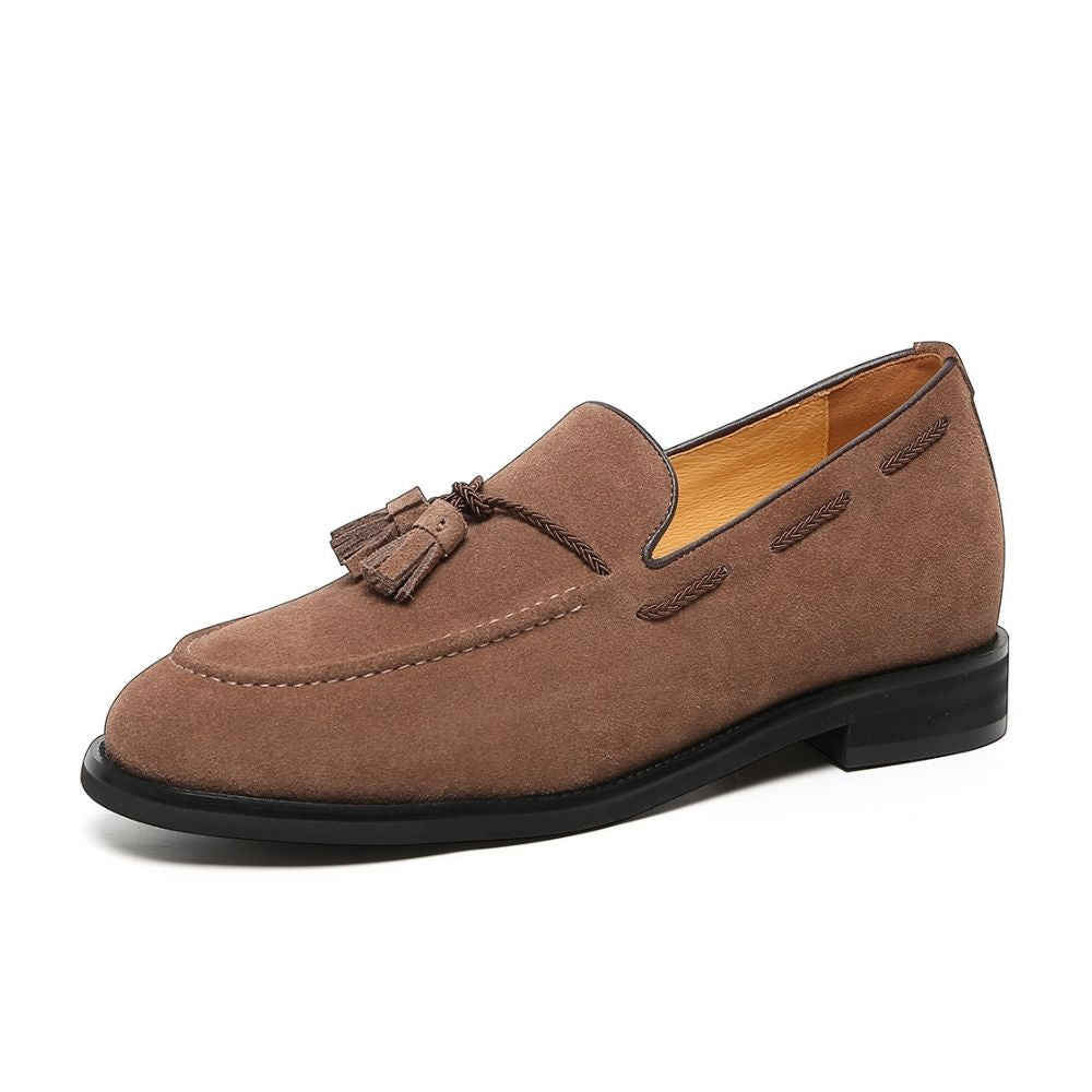 Mr. Ehnes Brown 6cm | Suede Slip-On Dress Shoes (2.4")
