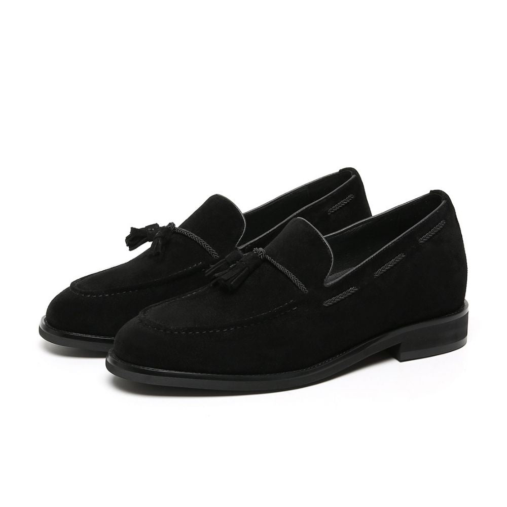 Mr. Ehnes Black 6cm | Suede Gentleman’s Loafers (2.4")