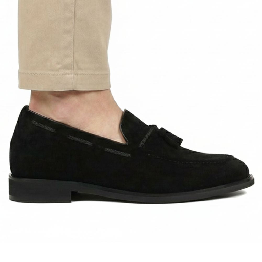 Mr. Ehnes Black 6cm | Suede Gentleman’s Loafers (2.4")