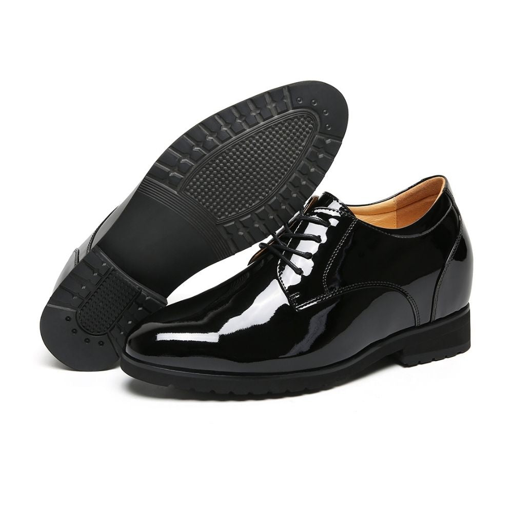 Mr. Orwell Patent Black 10cm | Patent Height-Boosting Formal Shoes (4")