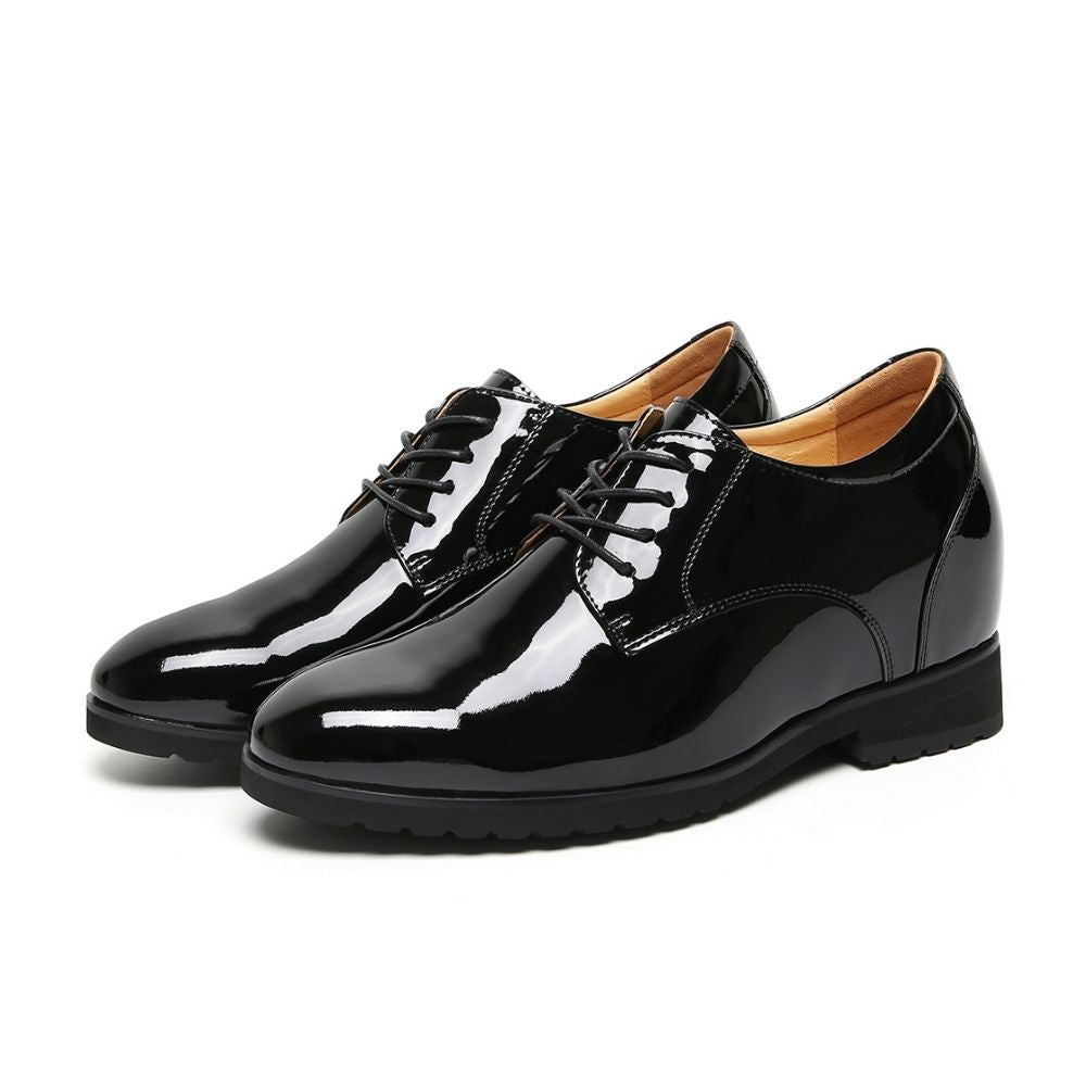 Mr. Orwell Patent Black 10cm | Patent Height-Boosting Formal Shoes (4")