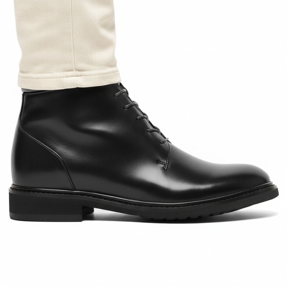 Mr. Barnett Black 8cm | Height-Boosting Lace-Up Boots (3.2")